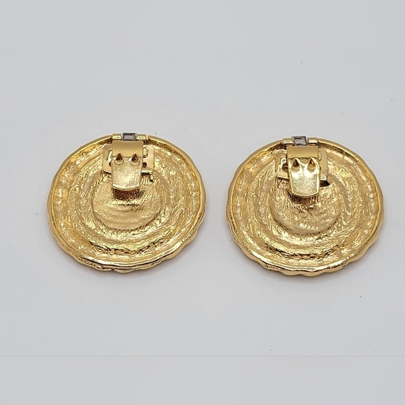 RARE FIND Bluette Made in France VINTAGE Signature Shoe Clips Black Oval Rosette - Picture 6 of 6